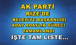 Ak Parti Rize’de Başkanlık İçin Aday Adaylığı Başvuruları Tamamlandı! İşte Tam Liste…