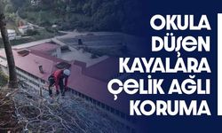 Rize'de Okula Düşen Kayalara Çelik Ağlı Koruma