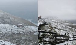 Rize'nin Yüksek Kesimlerine Kar Yağdı