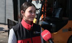 Ağabeyine özenen Melike, forklift servisinde çıraklık yapıyor / Ek fotoğraflar