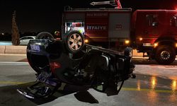 Takla atan otomobilde yangın çıktı: 1 yaralı