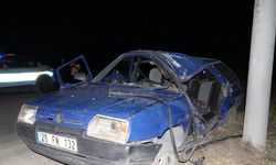 Direğe çarpan otomobildeki 4 kişi yaralandı