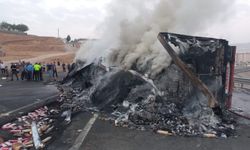 Devrilip alev alan TIR'ın şoförü hayatını kaybetti