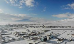 Kars beyaz örtüsünü çekti, buzlanan yolda tır kaldı