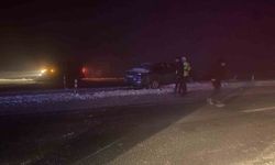 Muş'ta sis ve buzlanma kazaya neden oldu: Otomobil refüje çarptı