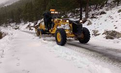Alanya'nın yüksek kesimlerinde karla mücadele çalışması sürüyor