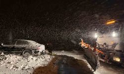 Başkale'de yoldan çıkan otomobil kara saplandı