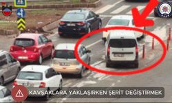 Kavşaklara yaklaşırken şerit değiştiren sürücüler dronla tespit edildi