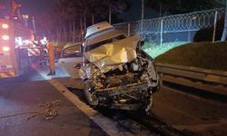 TEM Otoyolu'nda kamyonete çarpan otomobil bariyerlere çıktı: 2 yaralı