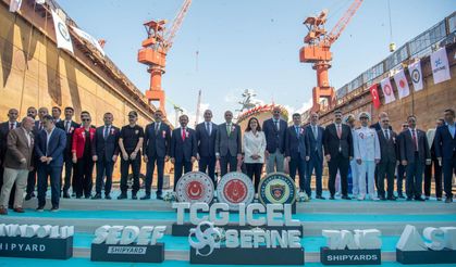 Yalova'da inşası tamamlanan TCG İçel denize indirildi (2)