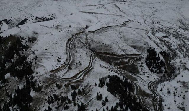 Artvin - Ardahan Karayolu Kar Manzarası Havadan Görüntülendi
