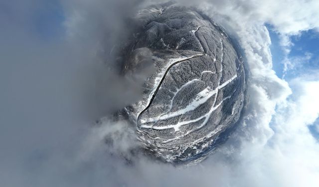 Bolu Dağı'nda kar manzarası