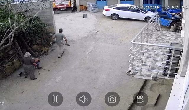 Kürekle üzerine doğru koştuğu dayısını itip yere düşürdü