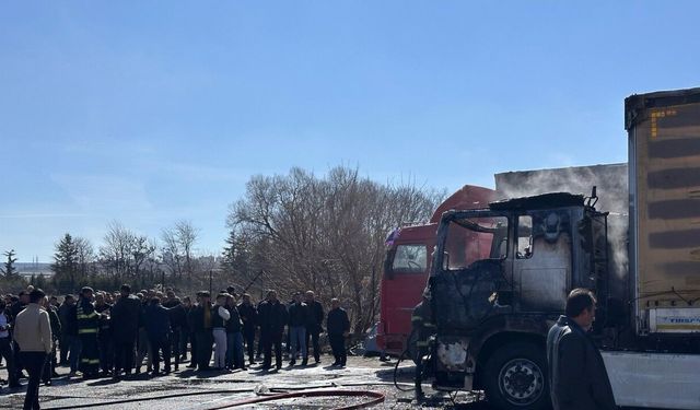 Park halindeki 3 TIR'da yangın