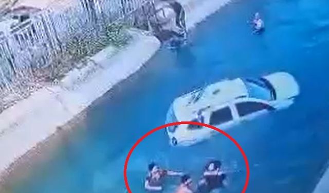 Sulama kanalına uçan cipteki 2 kişiyi çevredekiler kurtardı
