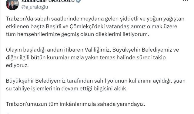 Trabzon'da sağanak; yollar göle döndü (3)