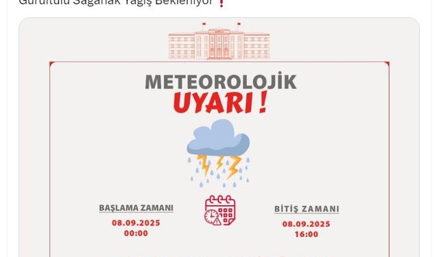 Ankara Valiliği'nden 'sağanak' uyarısı