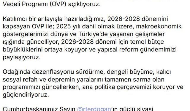 Cevdet Yılmaz yarın Orta Vadeli Programı açıklayacak