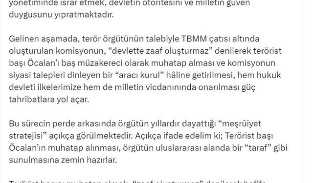 Destici: Komisyondan bir heyetin İmralı canisi ile görüşmesini doğru bulmuyoruz