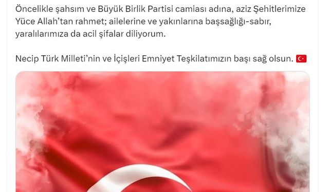 Destici'den şehit polisler için taziye mesajı