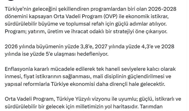 İletişim Başkanı Duran: OVP, sürdürülebilir bir gelecek için milletimizin yol haritasıdır