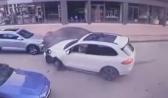 Tokat'ta cip ile otomobilin çarpışması kamerada