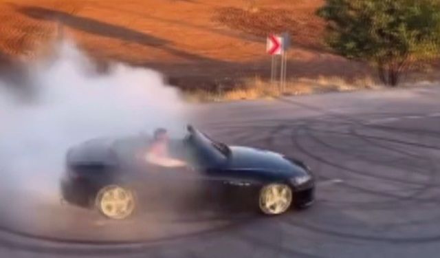 Drift attı tozu dumana kattı: O anları sosyal medyadan paylaşan sürücüye 48 bin 559 TL ceza kesildi