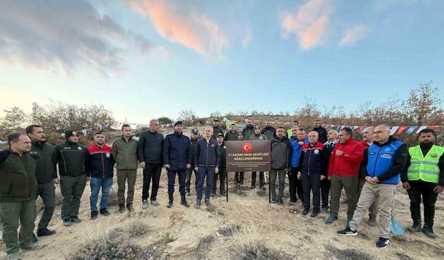 Karaman’da şehit düşen 20 asker için fidan dikildi