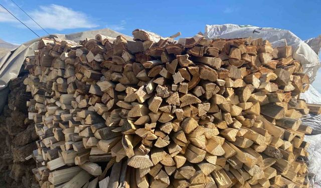 Patnos’ta kış yaklaşırken odun istifleme çalışmaları hız kazandı