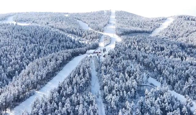 Beyaza bürünen Sarıkamış havadan görüntülendi