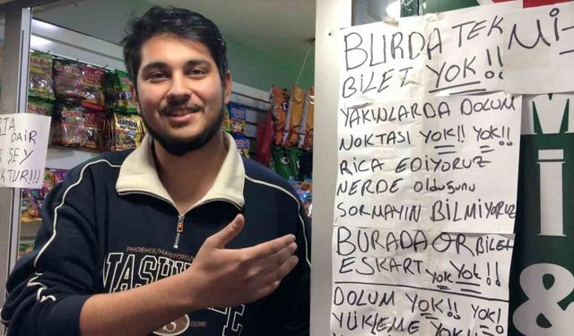 ESKART sorularından bunalan market sahibi, işyerine astığı notla gündem oldu