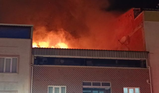 İki katlı evin çatısında çıkan yangın paniğe neden oldu