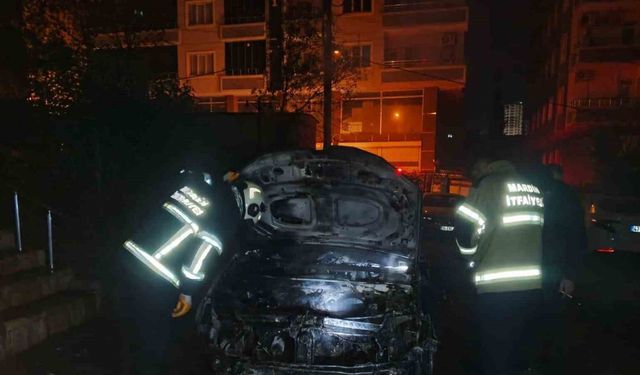 Mardin’de park halindeki otomobilde çıkan yangın söndürüldü