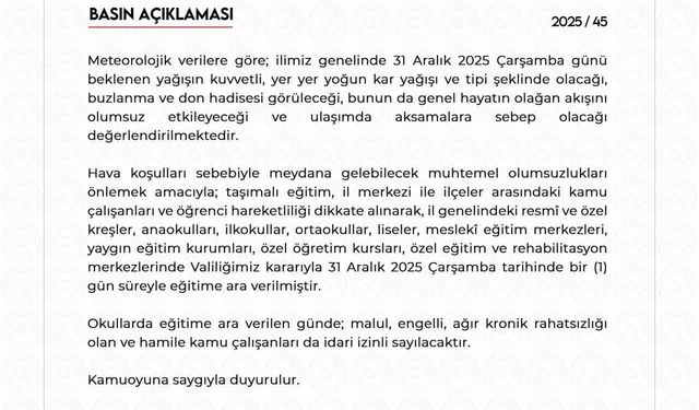 Niğde'de eğitme bir gün ara verildi