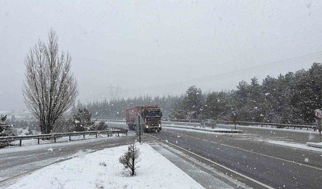 Afyonkarahisar'ın yüksek rakımlı bölgelerinde kar yağışı etkili oldu