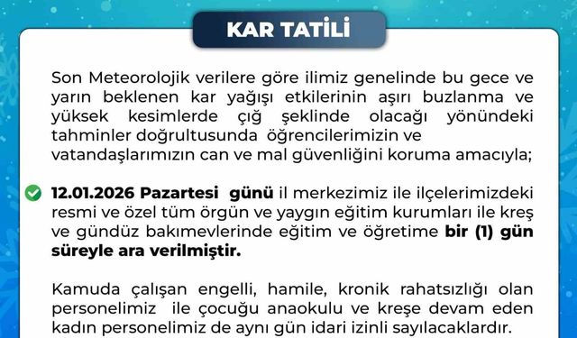 Bingöl'de eğitime 1 gün ara