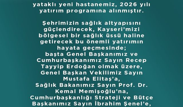 Hüseyin Okandan: '800 yataklı yeni hastanemiz hayırlı olsun'