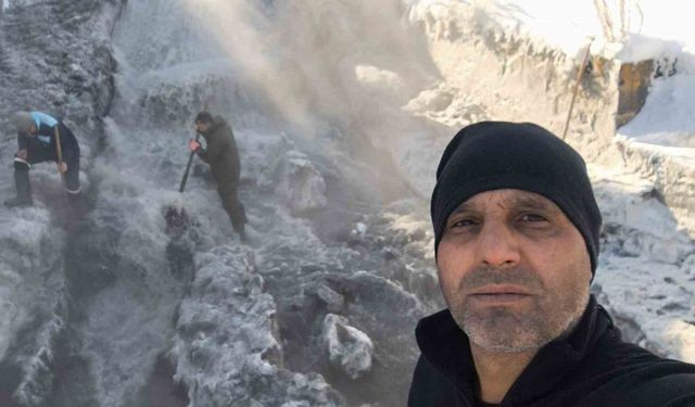 Kars'ta HES çalışanlarının eksi 30 derece soğukta 'buz kırma' mesaisi