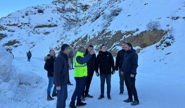 Kemaliye'de grup köy yolunda çığ meydana geldi