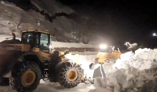 Macahel Geçidi'nde karla mücadele 10 gündür gece gündüz sürüyor