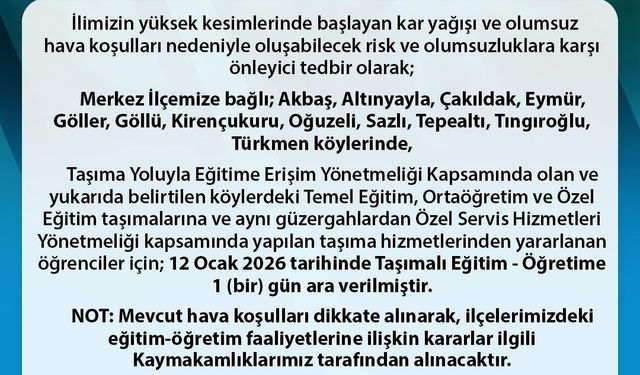 Sinop'ta taşımalı eğitime kar engeli