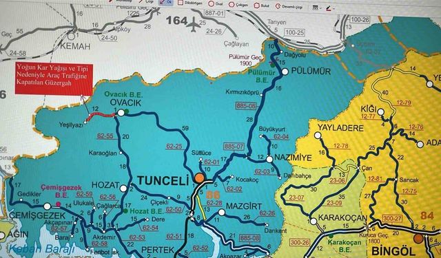 Tunceli'de yoğun kar yağışı nedeniyle birçok il yolu ulaşıma kapatıldı