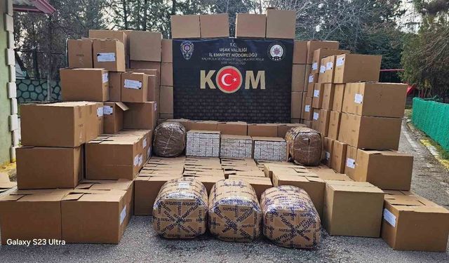 Uşak'ta kaçak tütün ve makaron operasyonu