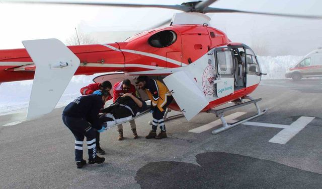 Yaşlı hasta hava ambulansı ile hastaneye yetiştirildi