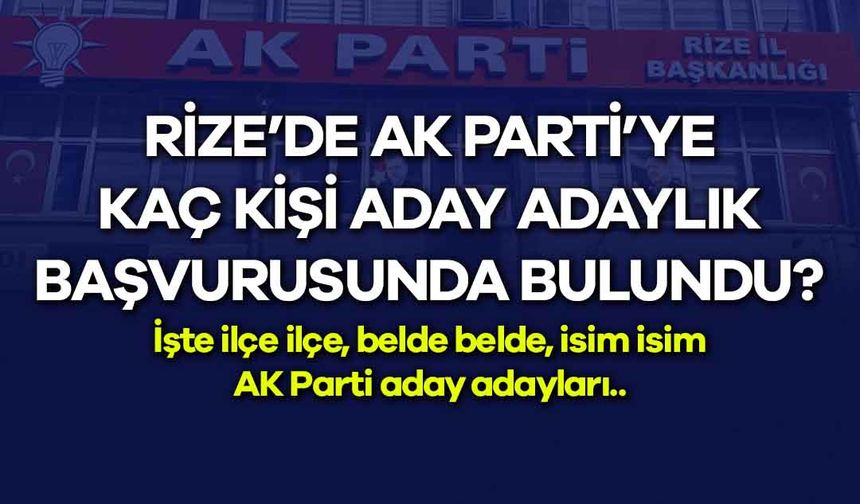 Rize'de AK Parti'ye Ne Kadar Başvuru Oldu? İşte İsim İsim AK Parti Aday Adayları