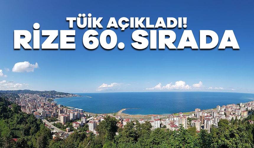 TÜİK Açıkladı! Rize 81 İl İçerisinde 60. Sırada Yer Aldı