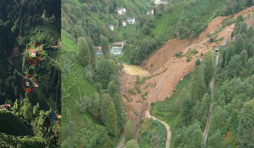 Rize'de Yaşanan Heyelanda 2 Boş Ev Toprak Altında Kaldı