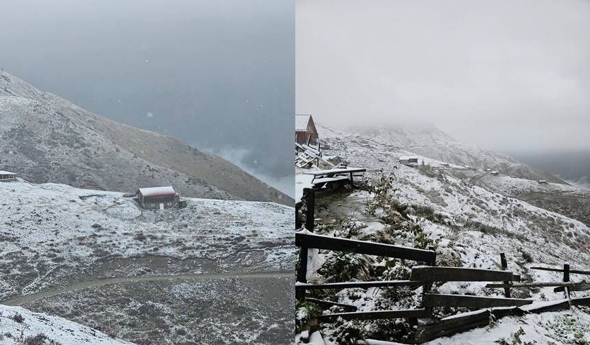 Rize'nin Yüksek Kesimlerine Kar Yağdı