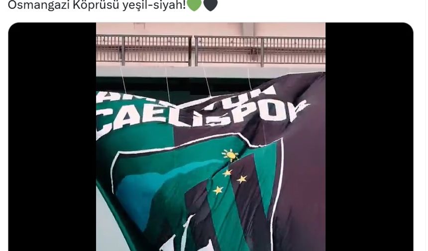 Osmangazi Köprüsü’ne dev Kocaelispor bayrağı asıldı