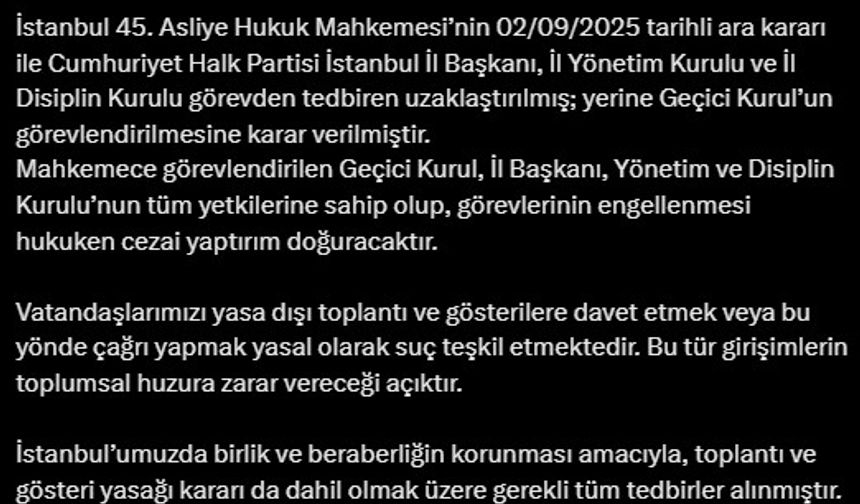 İstanbul - İstanbul'un 6 ilçesinde 11 Eylül'e kadar toplantı ve gösteri yürüyüşleri yasaklandı / Ek bilgi